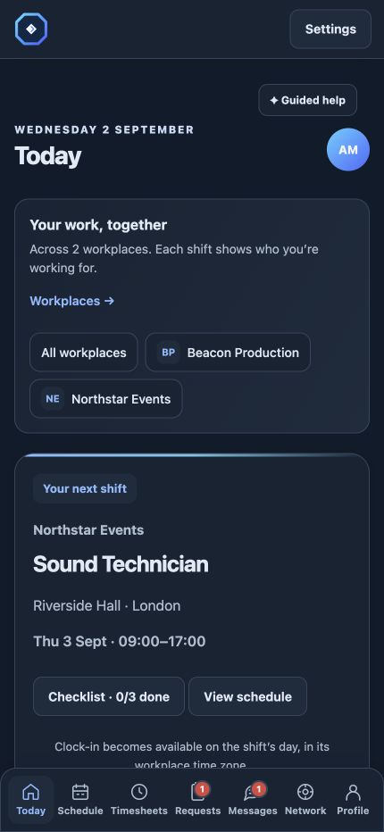 Operations OS worker app: Your next shift, at a glance